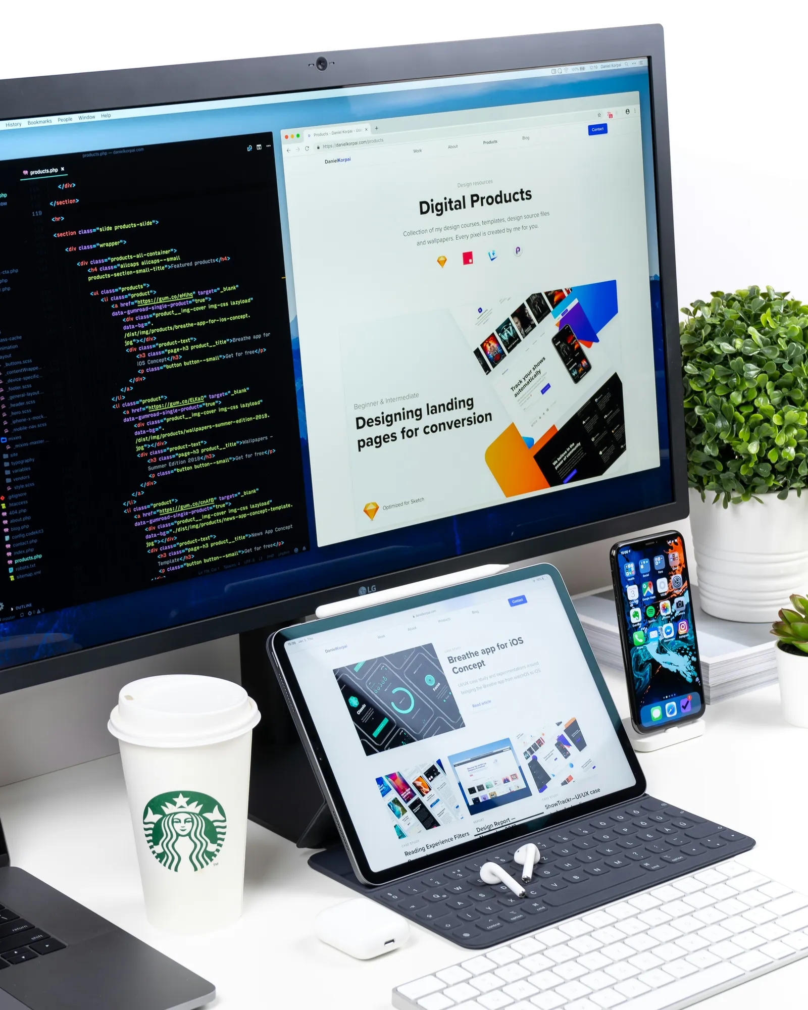 Web designer working on a responsive website layout