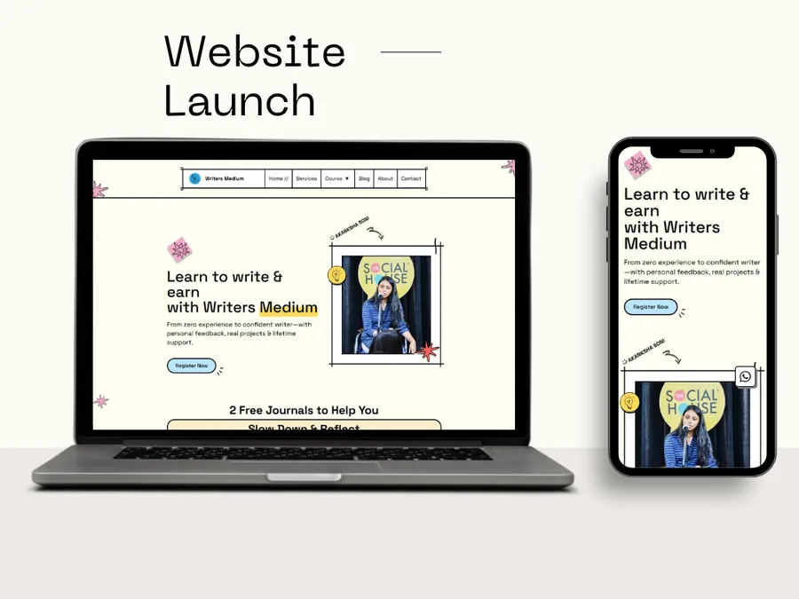 Writers Medium - Content Writing Academy Website case study visual